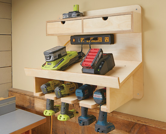Cordless Drill Charging Station Woodworking Project Woodsmith